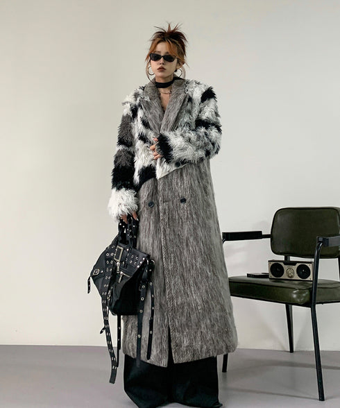 Faux Fur Splicing Coat